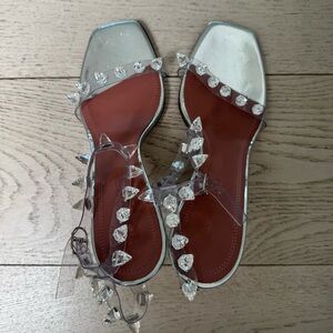 AUTHENTIC Amina Muaddi PVC studded sandals in great condition
